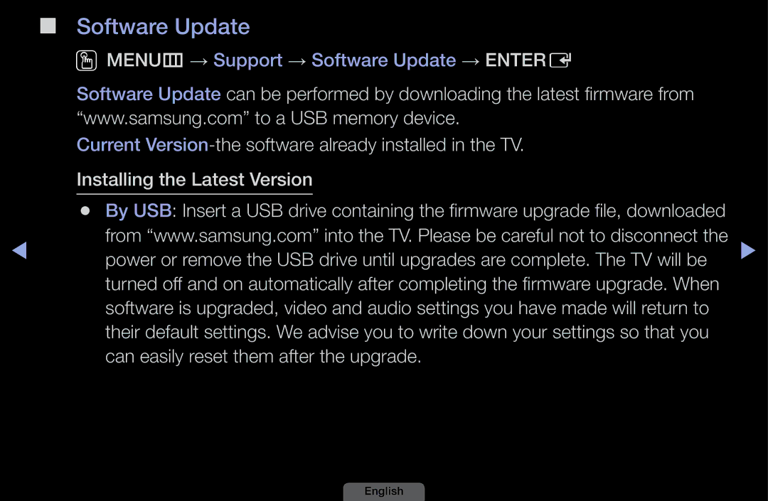 Samsung UA40EH6030MXSQ, UA46EH6030MXSQ, UA32EH4003MXSQ manual Software Update, Can easily reset them after the upgrade 