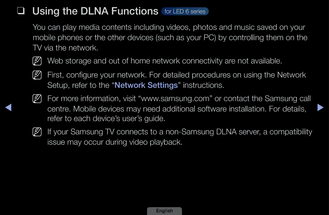 Samsung UA32EH4003MXSQ, UA46EH6030MXSQ manual Using the Dlna Functions, Setup, refer to the Network Settings instructions 