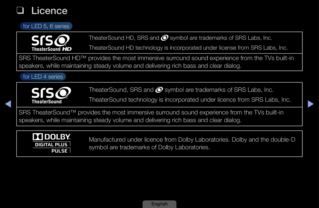 Samsung UA46EH6030MXSQ, UA32EH4003MXSQ, UA40EH6030MXSQ, UA39EH5003MXSQ manual Licence 