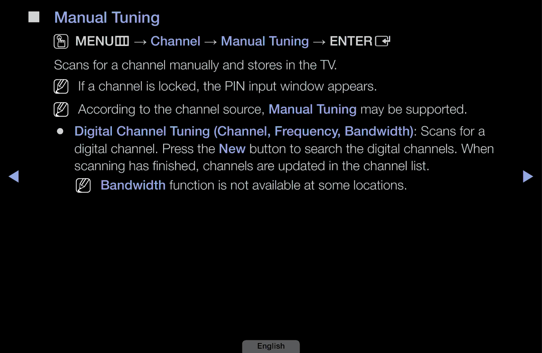 Samsung UA39EH5003MXSQ, UA46EH6030MXSQ, UA32EH4003MXSQ, UA40EH6030MXSQ manual Manual Tuning 