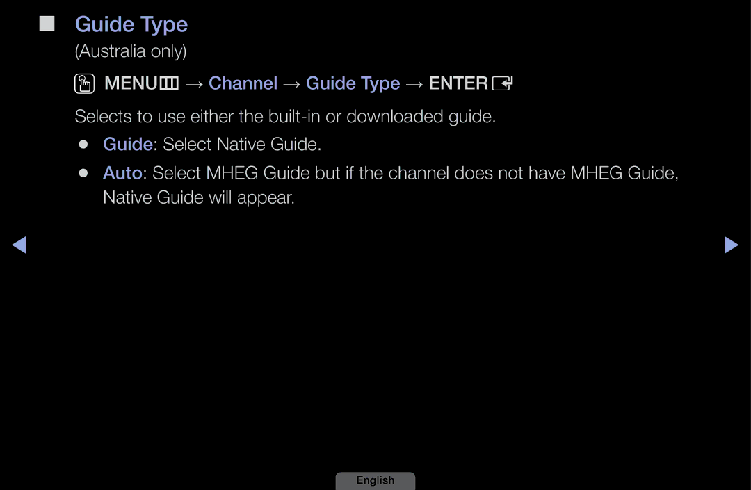 Samsung UA32EH4003MXSQ, UA46EH6030MXSQ, UA40EH6030MXSQ, UA39EH5003MXSQ manual Guide Type, Australia only 
