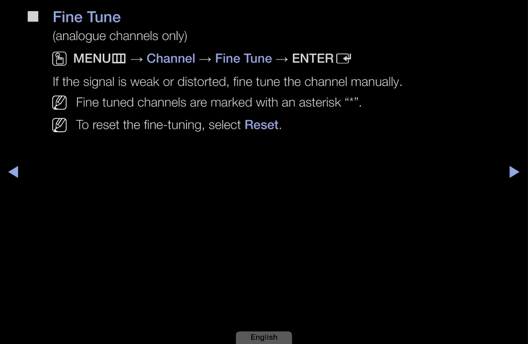 Samsung UA39EH5003MXSQ, UA46EH6030MXSQ, UA32EH4003MXSQ, UA40EH6030MXSQ manual Fine Tune, Analogue channels only 