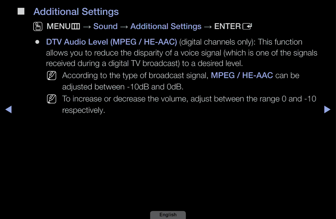 Samsung UA39EH5003MXSQ, UA46EH6030MXSQ, UA32EH4003MXSQ, UA40EH6030MXSQ manual Additional Settings, Respectively 