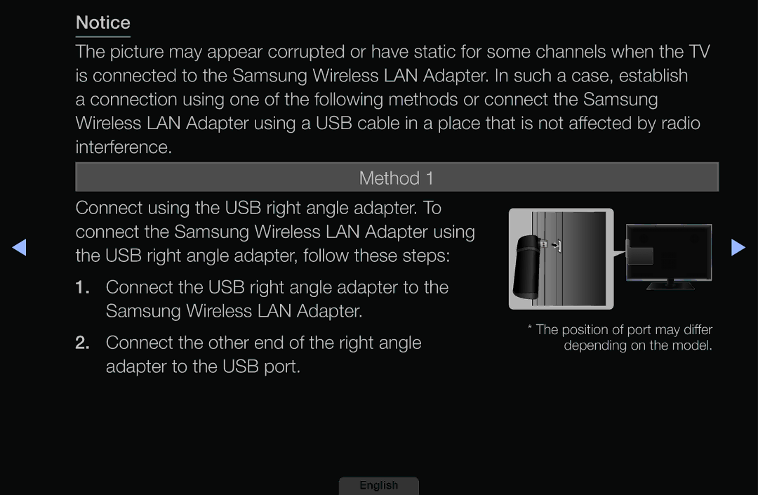 Samsung UA46EH6030MXSQ, UA32EH4003MXSQ, UA40EH6030MXSQ, UA39EH5003MXSQ Position of port may differ depending on the model 