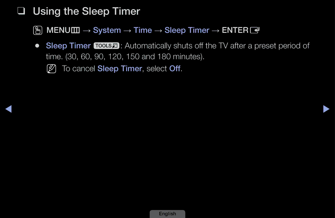 Samsung UA46EH6030MXSQ, UA32EH4003MXSQ, UA40EH6030MXSQ, UA39EH5003MXSQ manual Using the Sleep Timer 