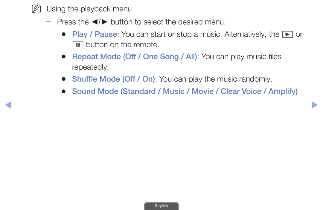 Samsung UA40EH6030RXXV, UA46EH6030RXSK manual Repeat Mode Off / One Song / All You can play music files, Repeatedly 