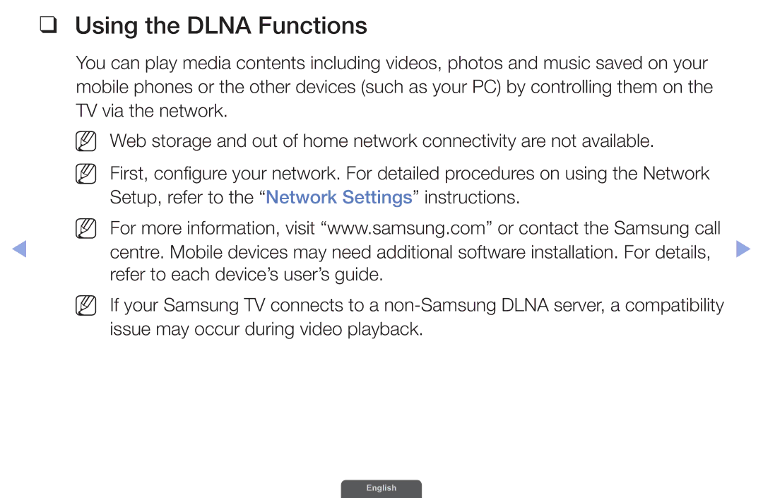 Samsung UA46EH6030RXZN, UA46EH6030RXSK manual Using the Dlna Functions, Setup, refer to the Network Settings instructions 