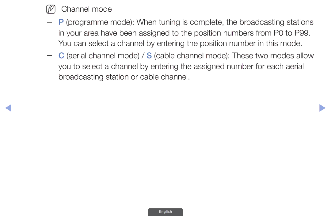 Samsung UA40EH6030RXSK, UA46EH6030RXSK, UA40EH6030RXSJ, UA40EH6030RXZN, UA46EH6030RXZN, UA55EH6030RXUM manual NN Channel mode 