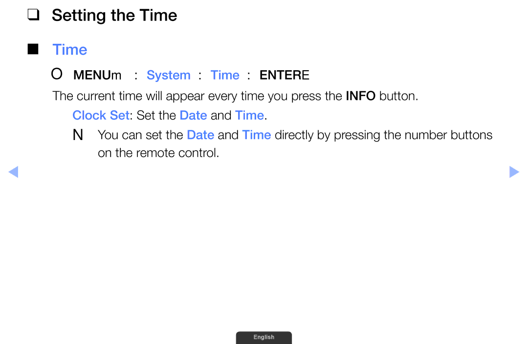 Samsung UA55EH6030RXXV, UA46EH6030RXSK, UA40EH6030RXSK, UA40EH6030RXSJ Setting the Time, Clock Set Set the Date and Time 