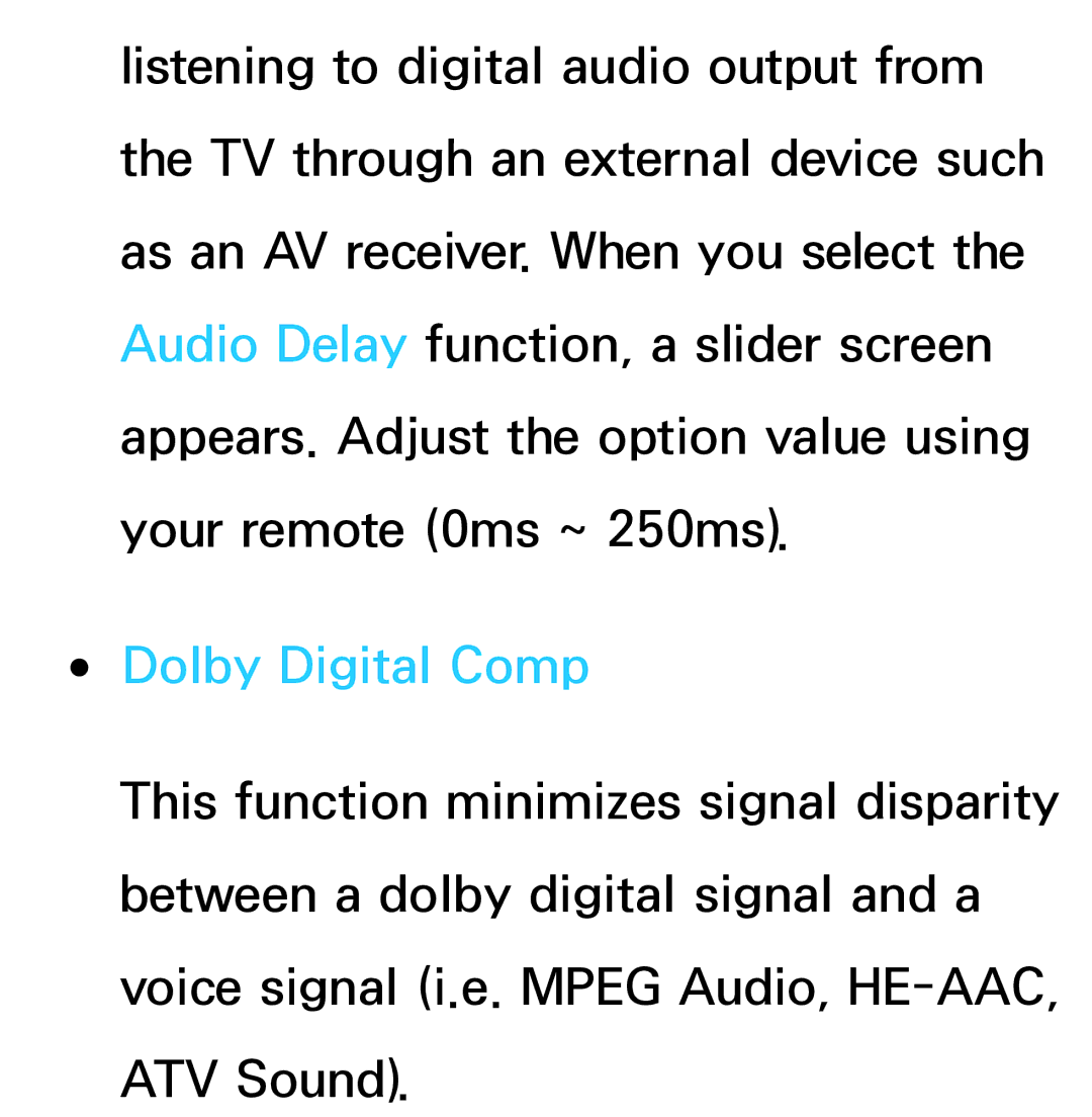 Samsung UA50ES5600MXSQ, UA46ES6900MXSQ, UA55ES6800MXXY, UA40ES5500MXXY, UA55ES6600MXXY, UA32ES5600MXSQ manual Dolby Digital Comp 