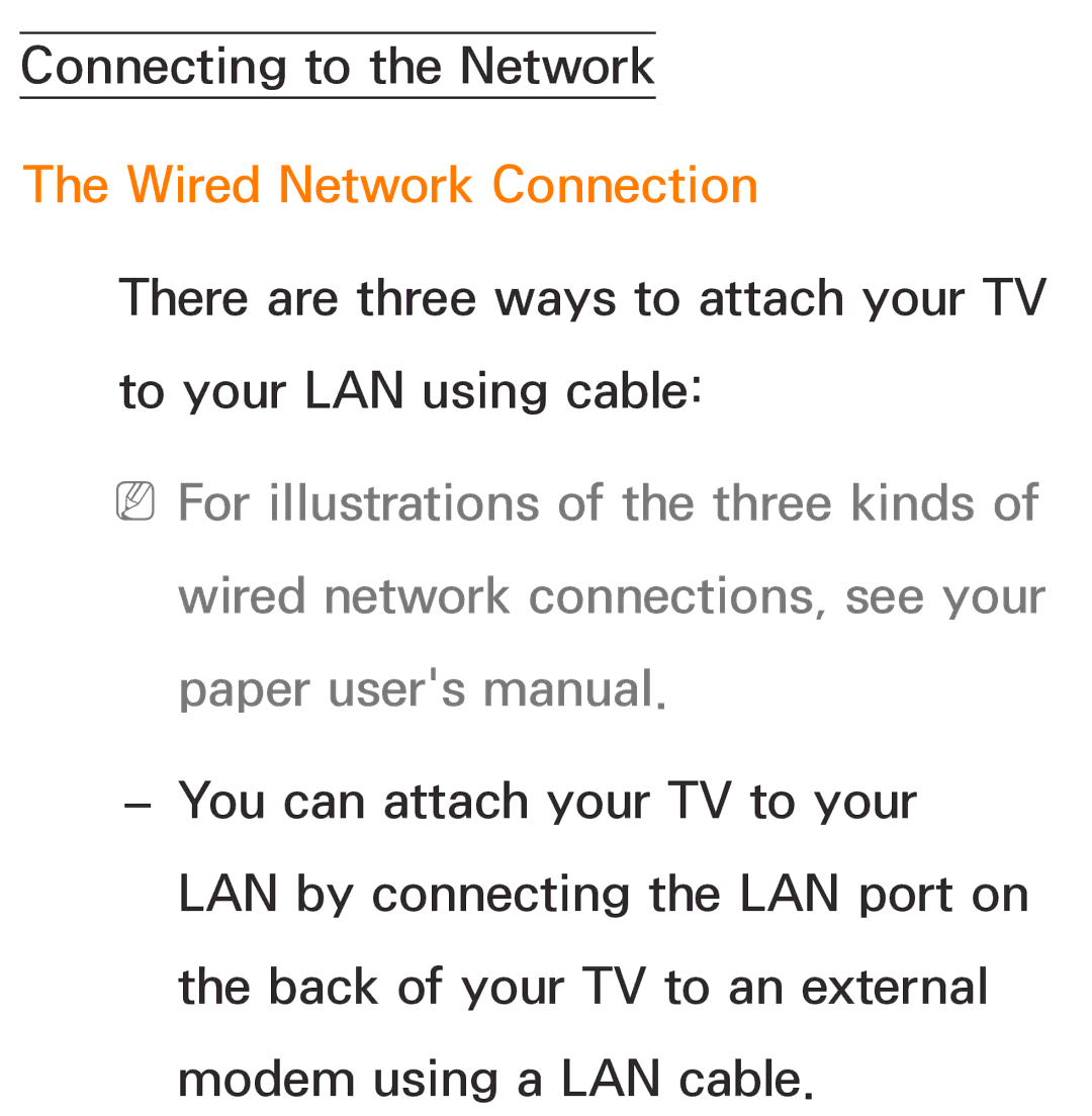 Samsung UA46ES7500MXSQ, UA46ES6900MXSQ, UA55ES6800MXXY, UA40ES5500MXXY, UA55ES6600MXXY manual Wired Network Connection 