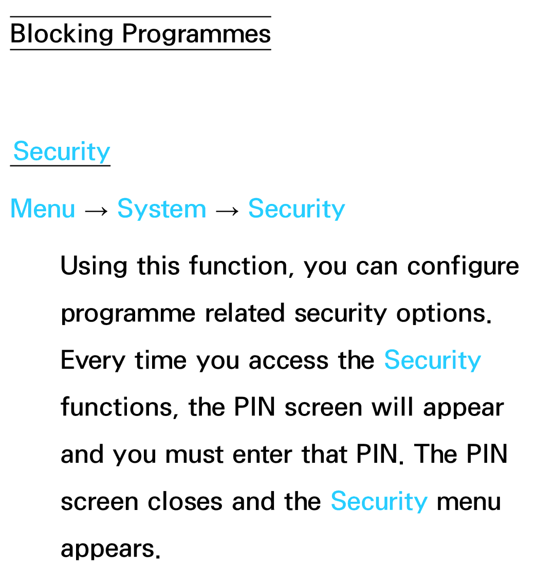 Samsung UA40ES6200MXSQ, UA46ES6900MXSQ, UA55ES6800MXXY, UA40ES5500MXXY, UA55ES6600MXXY manual Security Menu → System → Security 