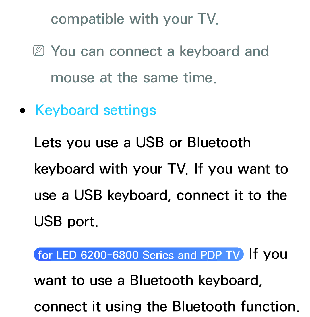 Samsung UA46ES6800MXSQ, UA46ES6900MXSQ, UA55ES6800MXXY, UA40ES5500MXXY, UA55ES6600MXXY, UA32ES5600MXSQ manual Keyboard settings 