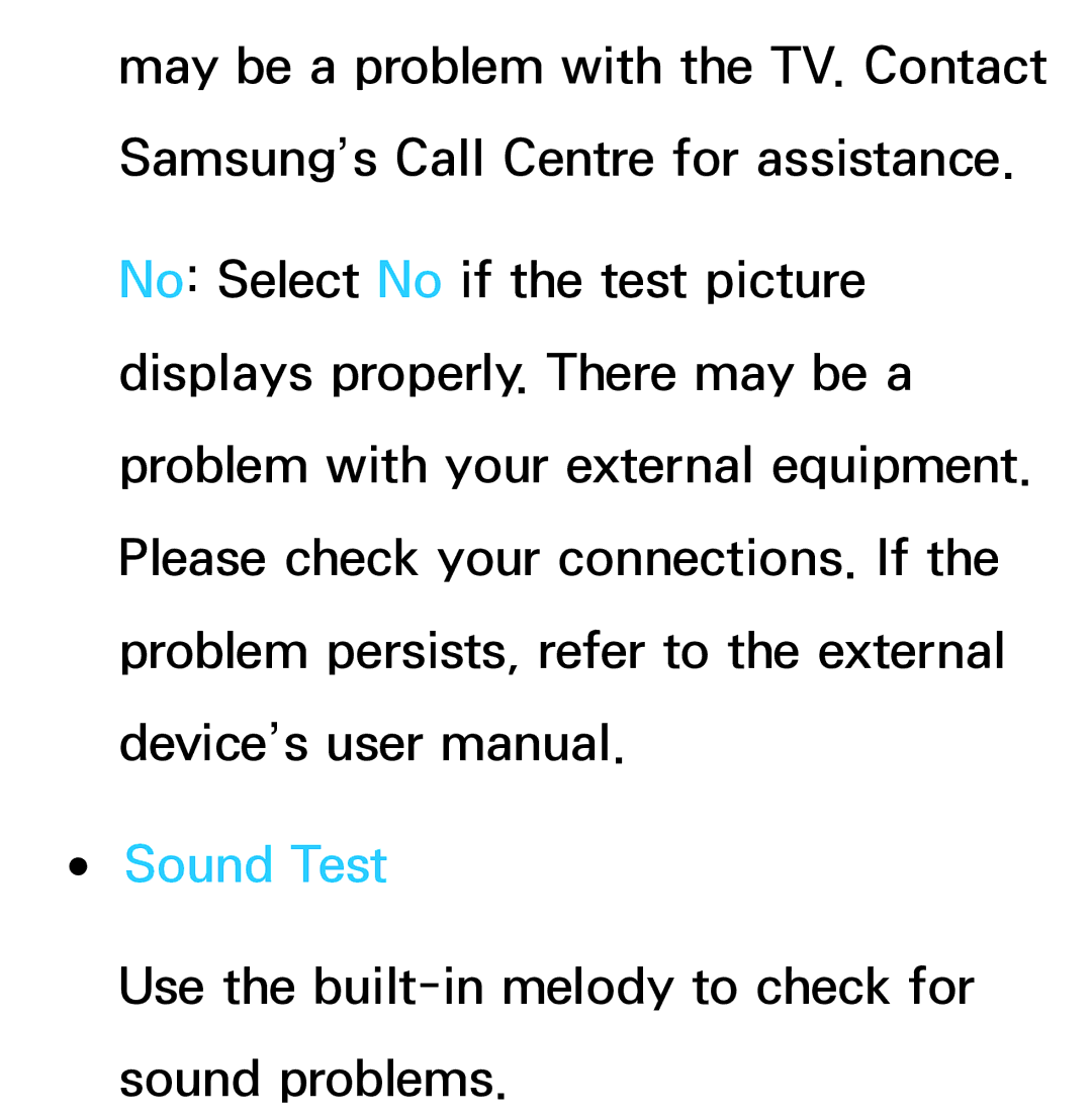 Samsung UA40ES6200MXSQ, UA46ES6900MXSQ, UA55ES6800MXXY, UA40ES5500MXXY, UA55ES6600MXXY, UA32ES5600MXSQ manual Sound Test 