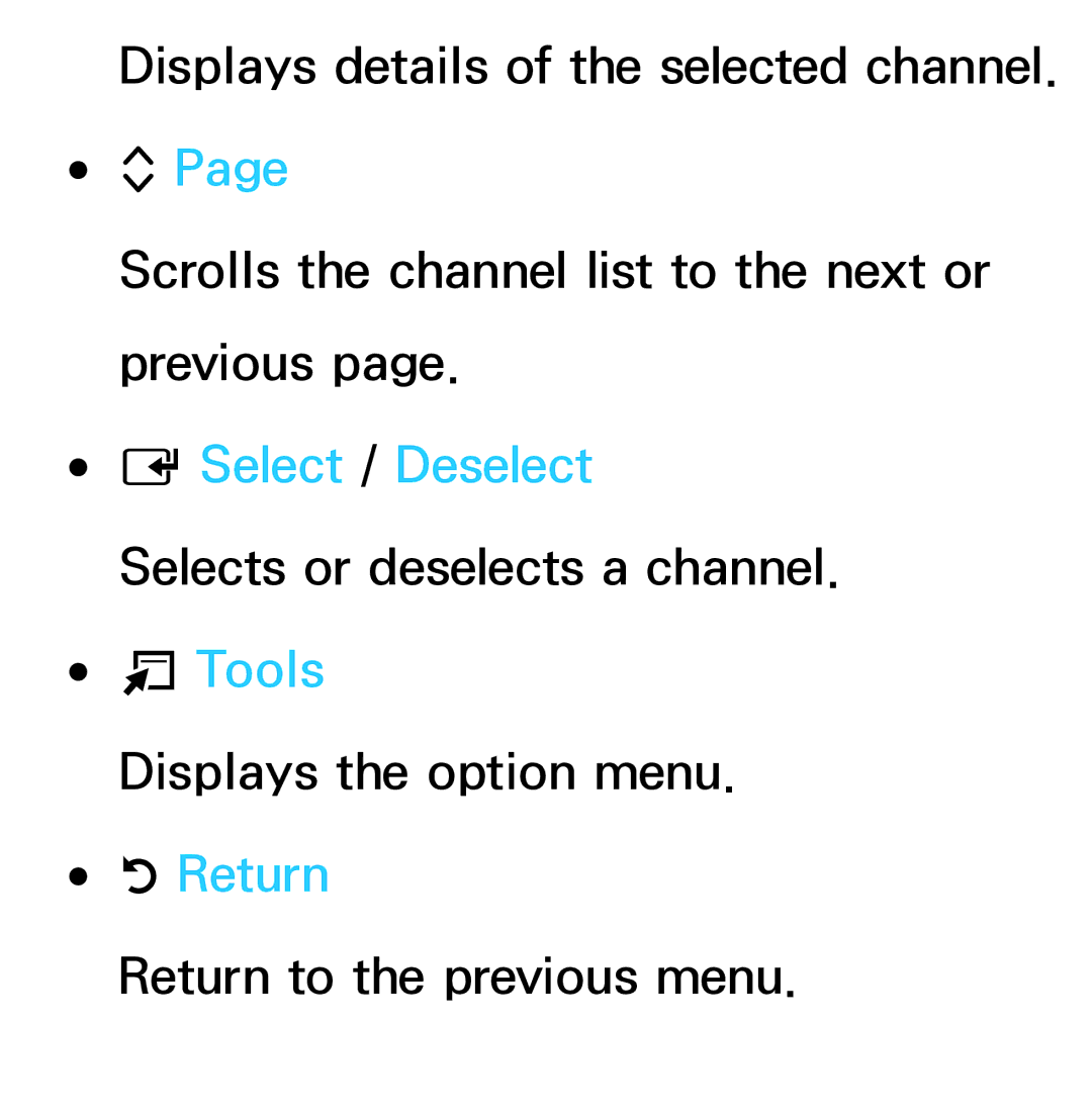 Samsung UA40ES5600MXSQ, UA46ES6900MXSQ, UA55ES6800MXXY, UA40ES5500MXXY, UA55ES6600MXXY, UA32ES5600MXSQ manual Select / Deselect 