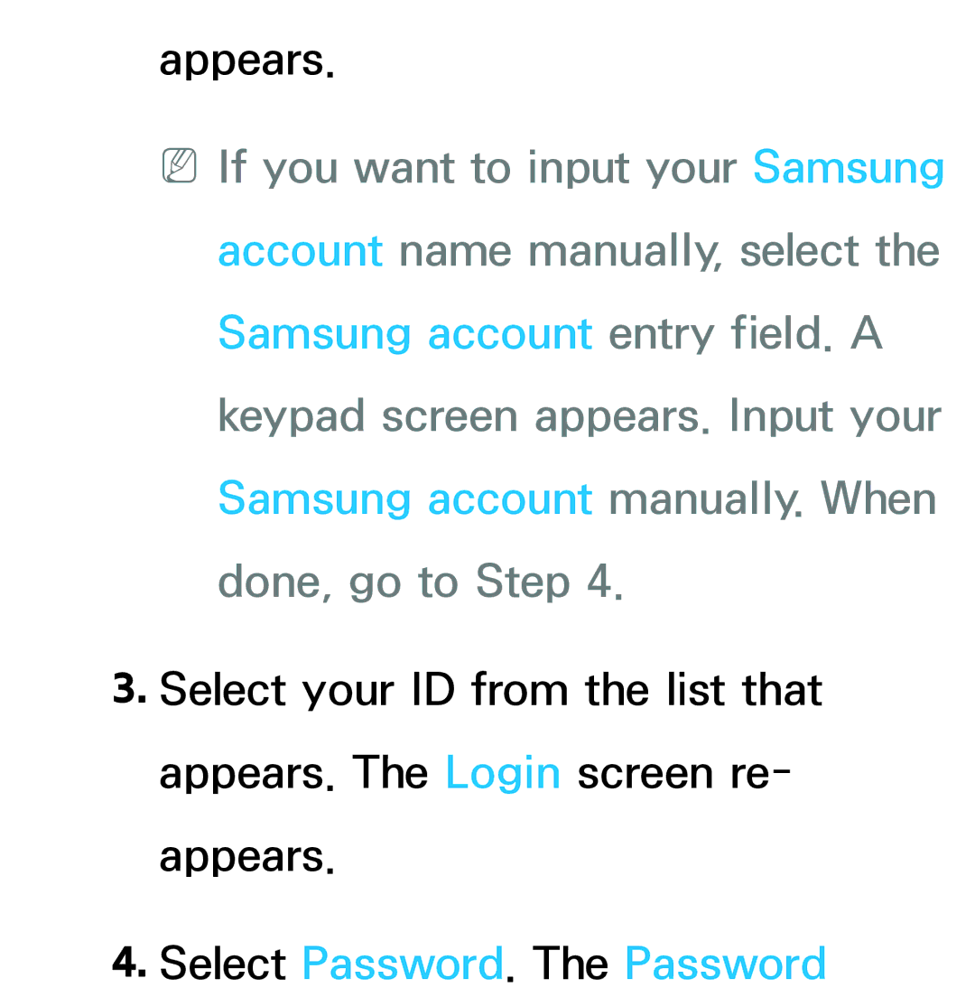 Samsung UA55ES6900MXSQ, UA46ES6900MXSQ, UA55ES6800MXXY, UA40ES5500MXXY, UA55ES6600MXXY manual Select Password. The Password 