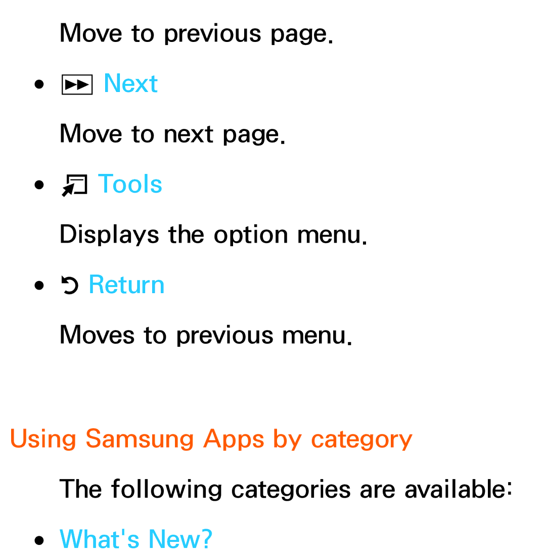 Samsung UA55ES7500MXSQ, UA46ES6900MXSQ, UA55ES6800MXXY, UA40ES5500MXXY, UA55ES6600MXXY manual Using Samsung Apps by category 