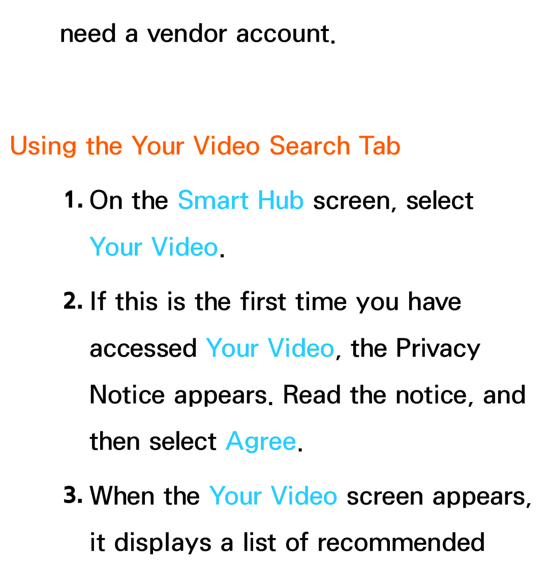 Samsung UA55ES6600MXXY, UA46ES6900MXSQ, UA55ES6800MXXY, UA40ES5500MXXY, UA32ES5600MXSQ manual Using the Your Video Search Tab 