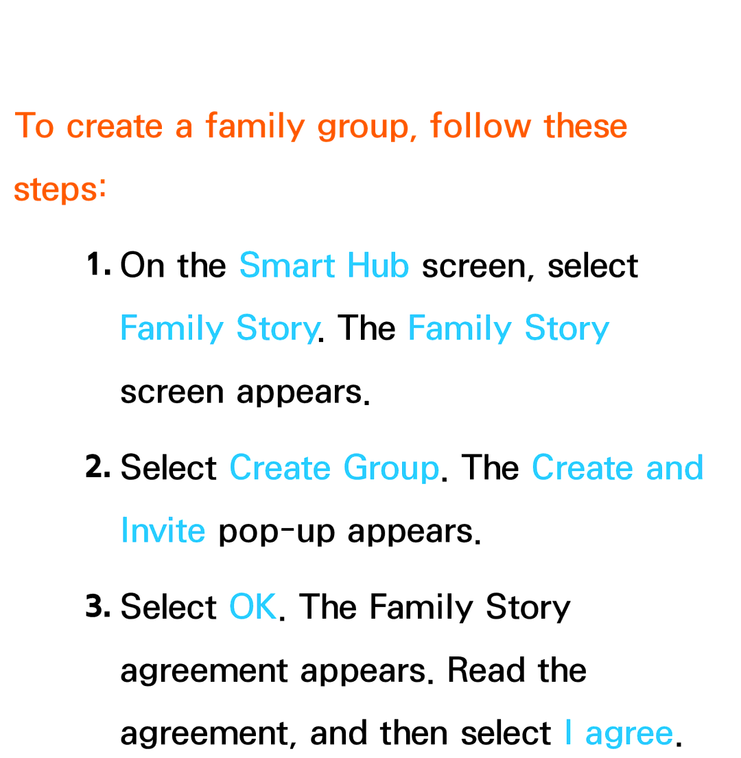 Samsung UA46ES7500MXSQ, UA46ES6900MXSQ, UA55ES6800MXXY, UA40ES5500MXXY manual To create a family group, follow these steps 