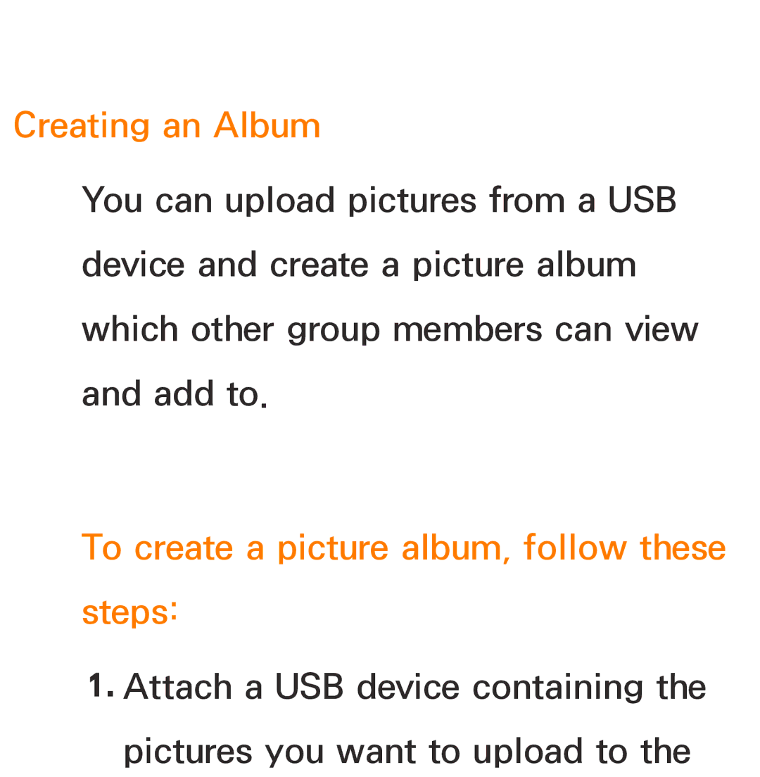 Samsung UA55ES7500MXSQ, UA46ES6900MXSQ, UA55ES6800MXXY Creating an Album, To create a picture album, follow these steps 