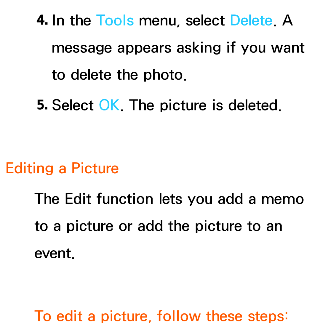 Samsung UA46ES6800MXSQ, UA46ES6900MXSQ, UA55ES6800MXXY manual Editing a Picture, To edit a picture, follow these steps 