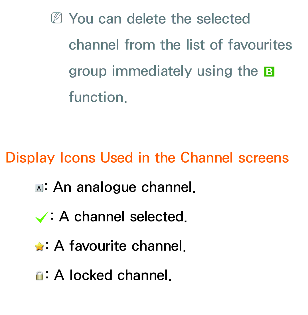 Samsung UA46ES6900MXSQ, UA55ES6800MXXY, UA40ES5500MXXY, UA55ES6600MXXY manual Display Icons Used in the Channel screens 