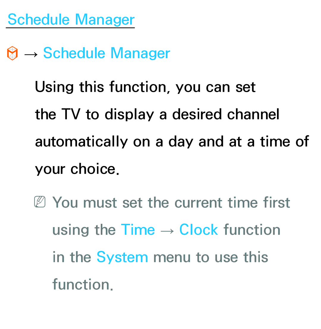 Samsung UA55ES6800MXXY, UA46ES6900MXSQ, UA40ES5500MXXY, UA55ES6600MXXY, UA32ES5600MXSQ Schedule Manager → Schedule Manager 