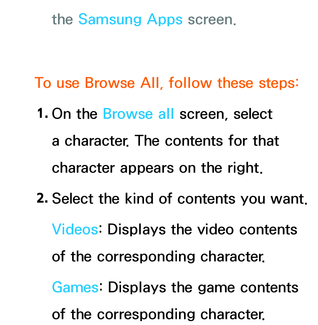 Samsung UA55ES6600MXXY, UA46ES6900MXSQ, UA55ES6800MXXY manual Samsung Apps screen, To use Browse All, follow these steps 