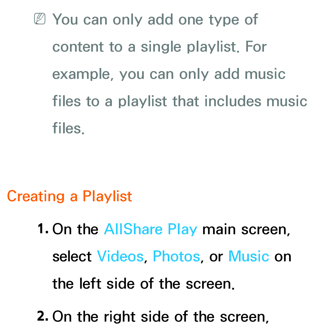 Samsung UA46ES5600MXSQ, UA46ES6900MXSQ, UA55ES6800MXXY, UA40ES5500MXXY, UA55ES6600MXXY, UA32ES5600MXSQ Creating a Playlist 