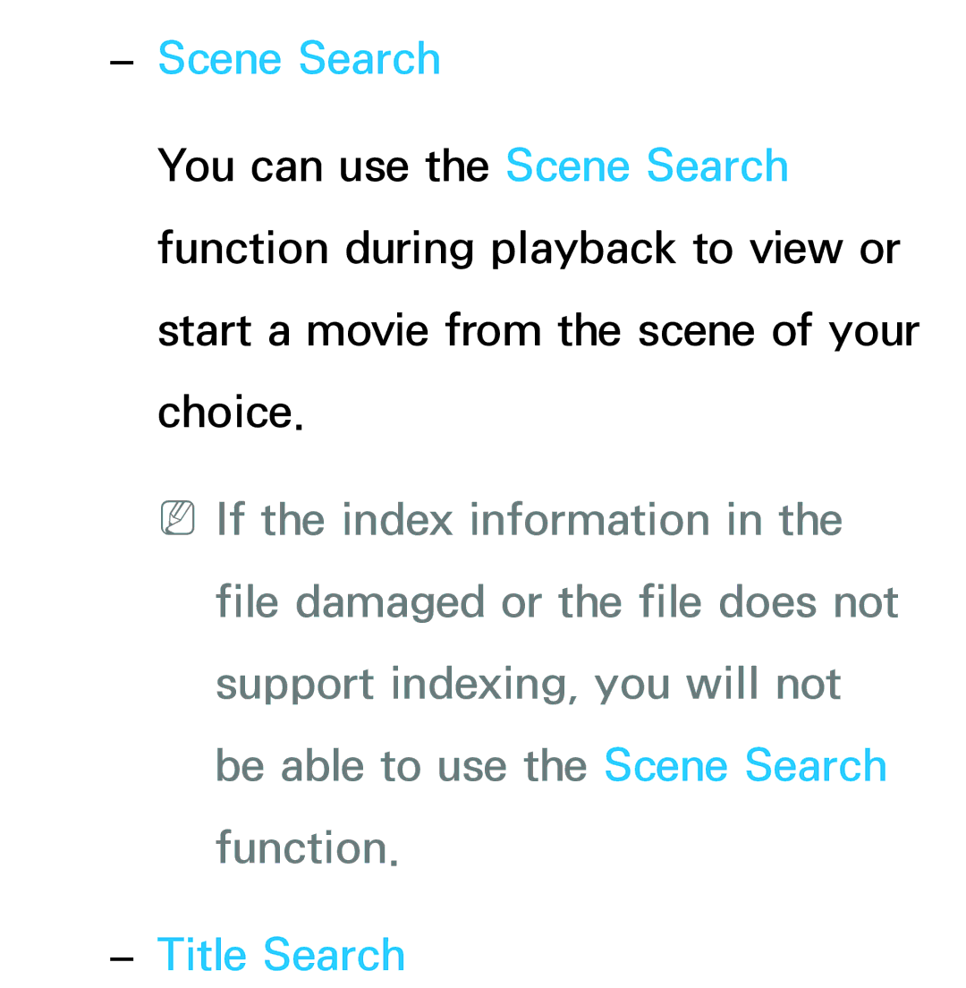 Samsung UA32EH5300MXSQ, UA46ES6900MXSQ, UA55ES6800MXXY, UA40ES5500MXXY, UA55ES6600MXXY manual Scene Search, Title Search 
