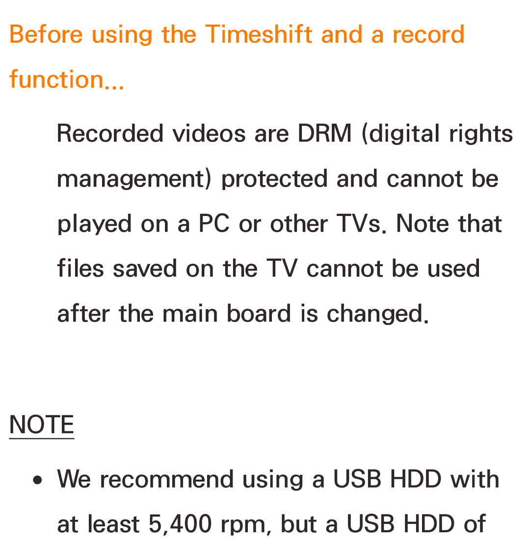 Samsung UA46ES6900MXSQ, UA55ES6800MXXY, UA40ES5500MXXY, UA55ES6600MXXY manual Before using the Timeshift and a record Function 