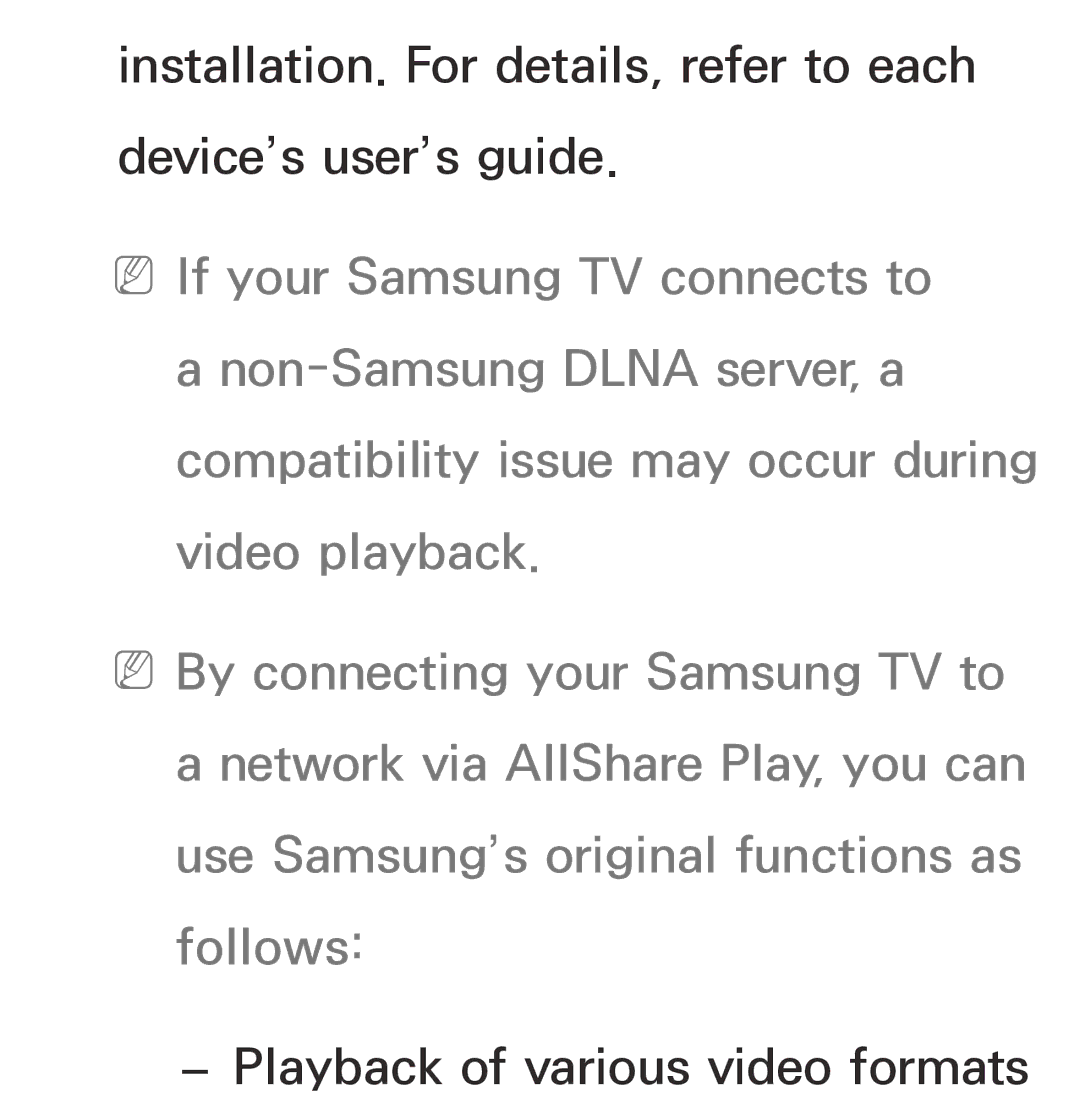 Samsung UA32EH4500MXSQ, UA46ES6900MXSQ, UA55ES6800MXXY, UA40ES5500MXXY, UA55ES6600MXXY manual Playback of various video formats 