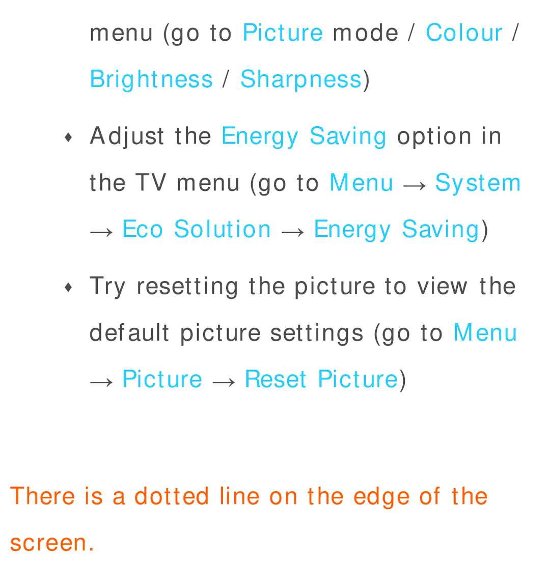 Samsung UA40ES6200MXSQ, UA46ES6900MXSQ, UA55ES6800MXXY manual → Eco Solution → Energy Saving, → Picture → Reset Picture 