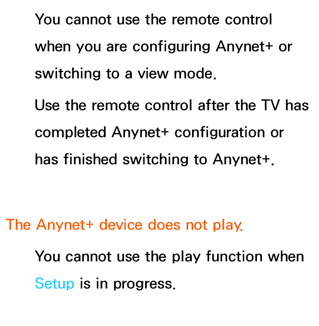 Samsung UA55ES6800MXSQ, UA46ES6900MXSQ, UA55ES6800MXXY, UA40ES5500MXXY, UA55ES6600MXXY manual Anynet+ device does not play 