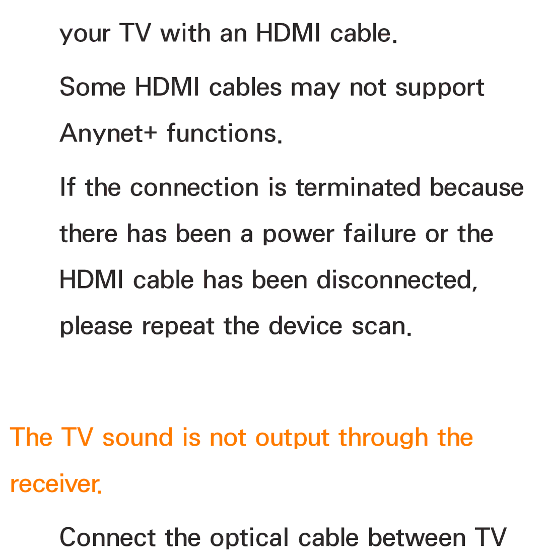 Samsung UA46ES7500MXSQ, UA46ES6900MXSQ, UA55ES6800MXXY, UA40ES5500MXXY manual TV sound is not output through the receiver 