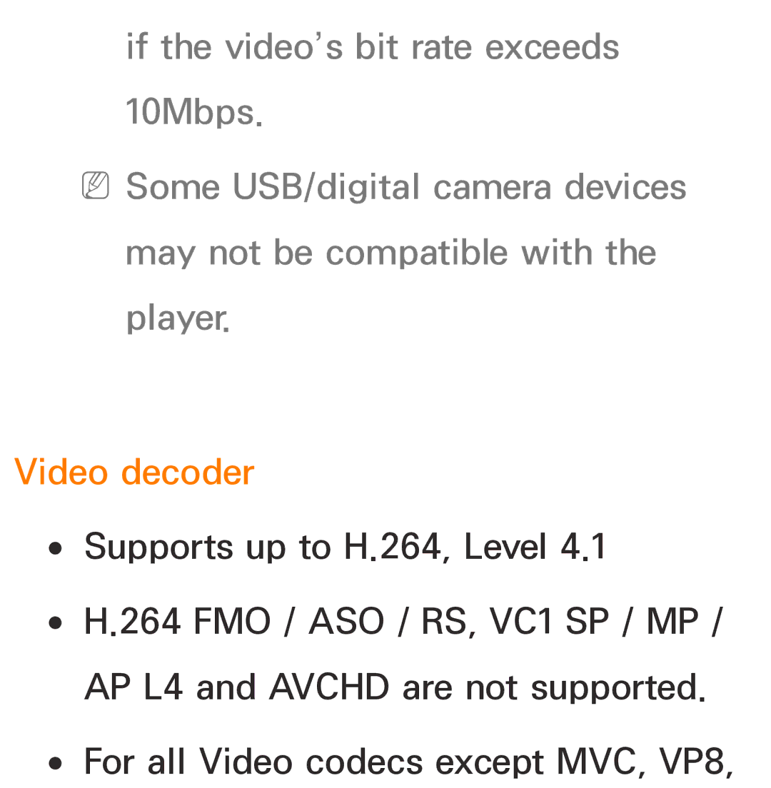 Samsung UA55ES6900MXSQ, UA46ES6900MXSQ, UA55ES6800MXXY, UA40ES5500MXXY, UA55ES6600MXXY, UA32ES5600MXSQ manual Video decoder 