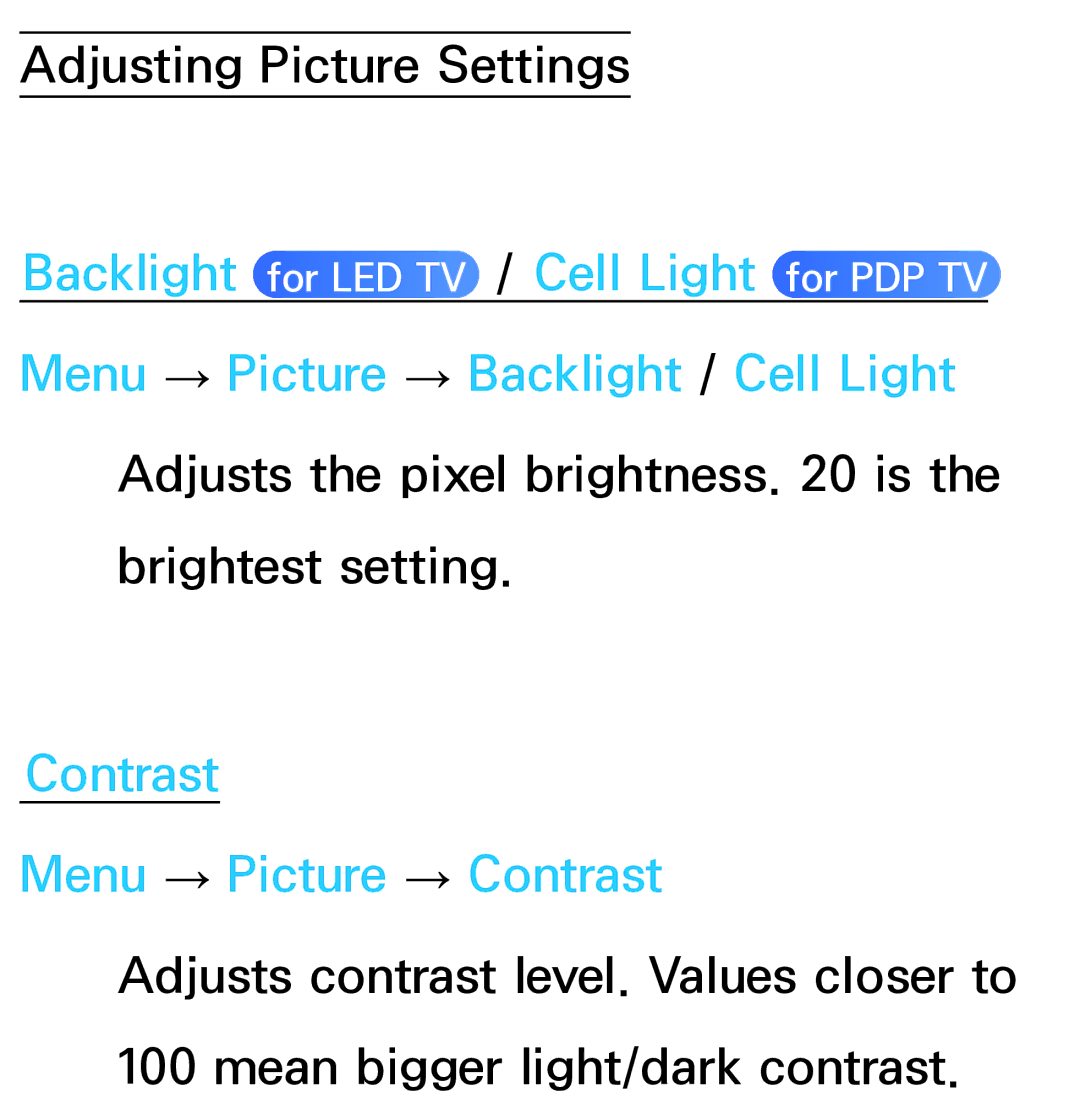 Samsung UA55ES6200MXSQ, UA46ES6900MXSQ, UA55ES6800MXXY, UA40ES5500MXXY, UA55ES6600MXXY manual Adjusting Picture Settings 