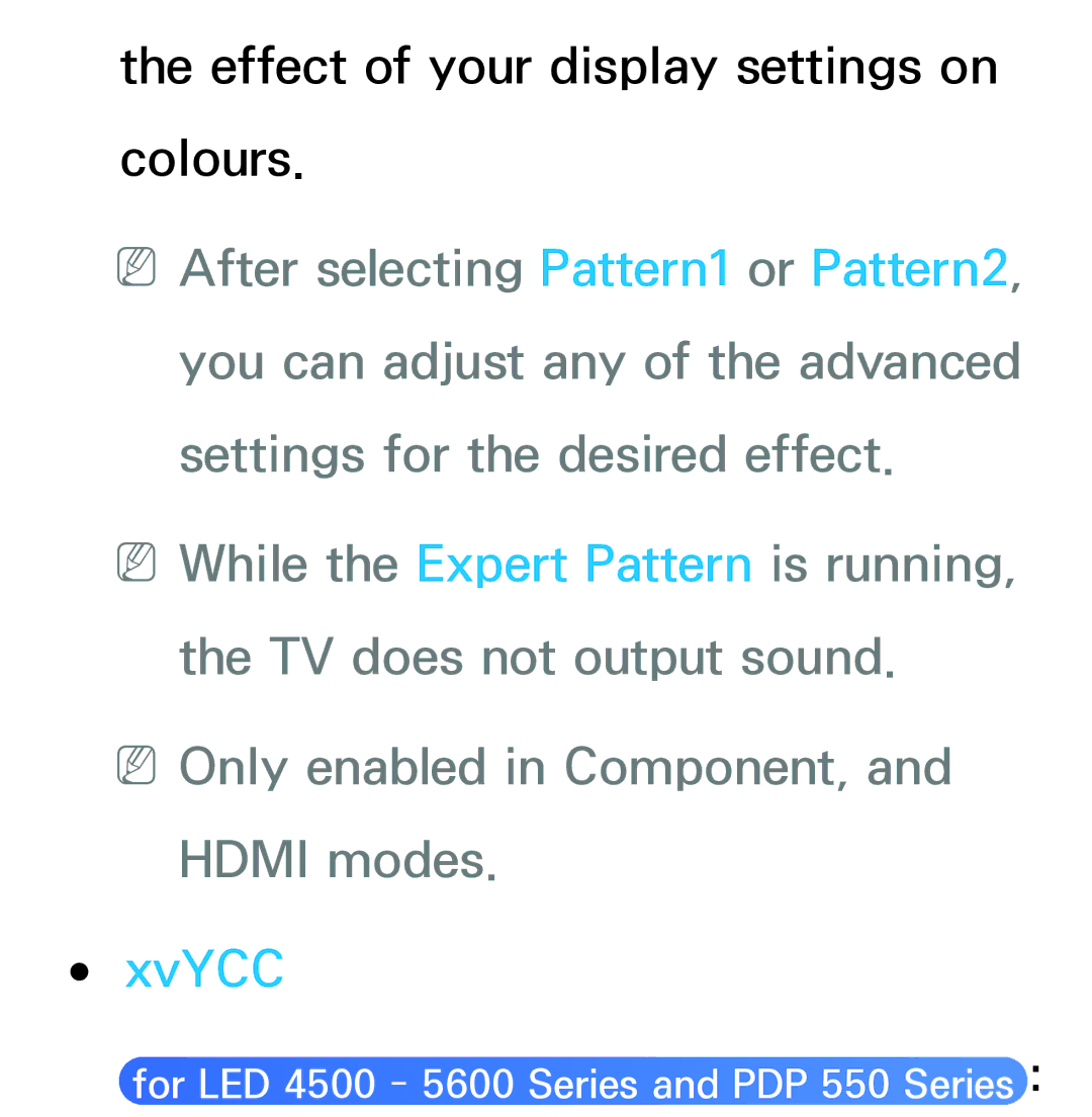 Samsung UA55ES7500MXSQ, UA46ES6900MXSQ, UA55ES6800MXXY, UA40ES5500MXXY, UA55ES6600MXXY, UA32ES5600MXSQ, UA40ES5600MXSQ XvYCC 