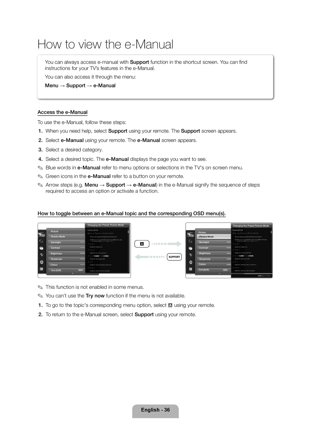 Samsung UA55ES7500RXZN, UA46ES7500RXSK, UA40ES7500RXSK, UA46ES7500RXTW, UA55ES7500RXTW manual How to view the e-Manual 