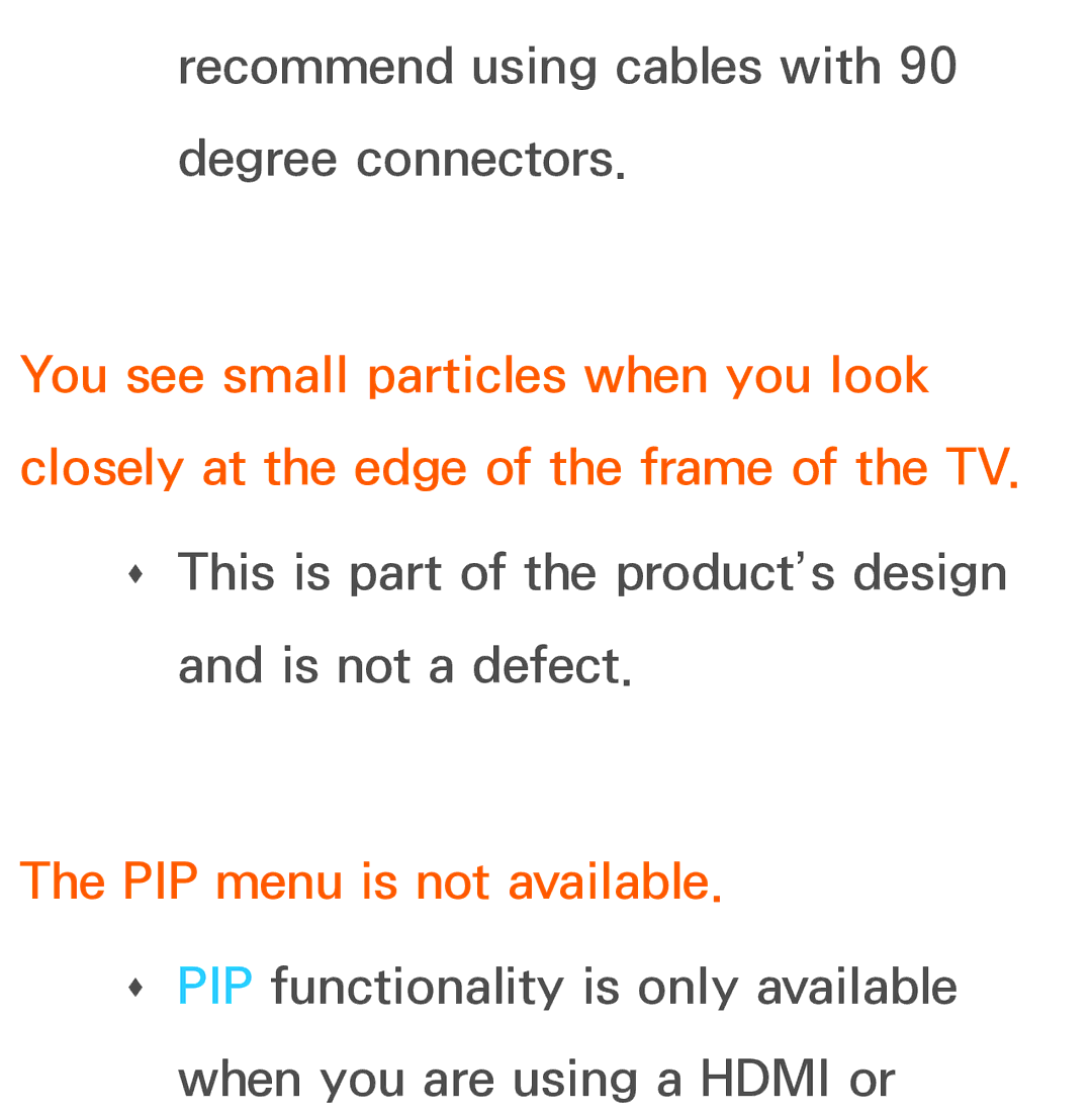 Samsung UA55ES7100MXSQ, UA46ES8000MXSQ, UA55ES8000MXSQ, UA55ES7500MXSQ, UA65ES8000MXSQ manual PIP menu is not available 