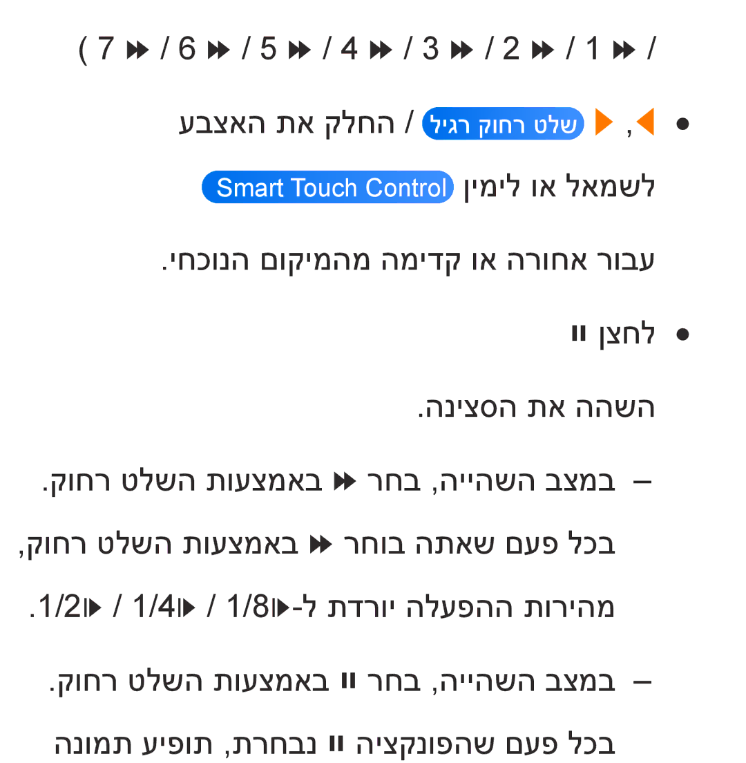 Samsung UA46ES7500MXSQ, UA46ES8000MXSQ, UA55ES8000MXSQ, UA55ES7500MXSQ, UA65ES8000MXSQ Smart Touch Control ןימיל וא לאמשל 