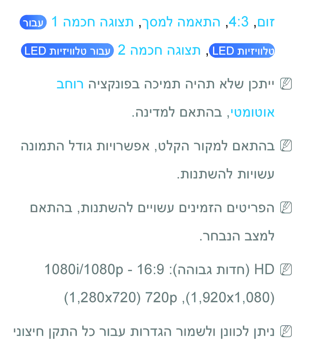 Samsung UA46ES7100MXSQ, UA46ES8000MXSQ, UA55ES8000MXSQ, UA55ES7500MXSQ, UA65ES8000MXSQ רובע 1 המכח הגוצת ,ךסמל המאתה ,43 ,םוז 