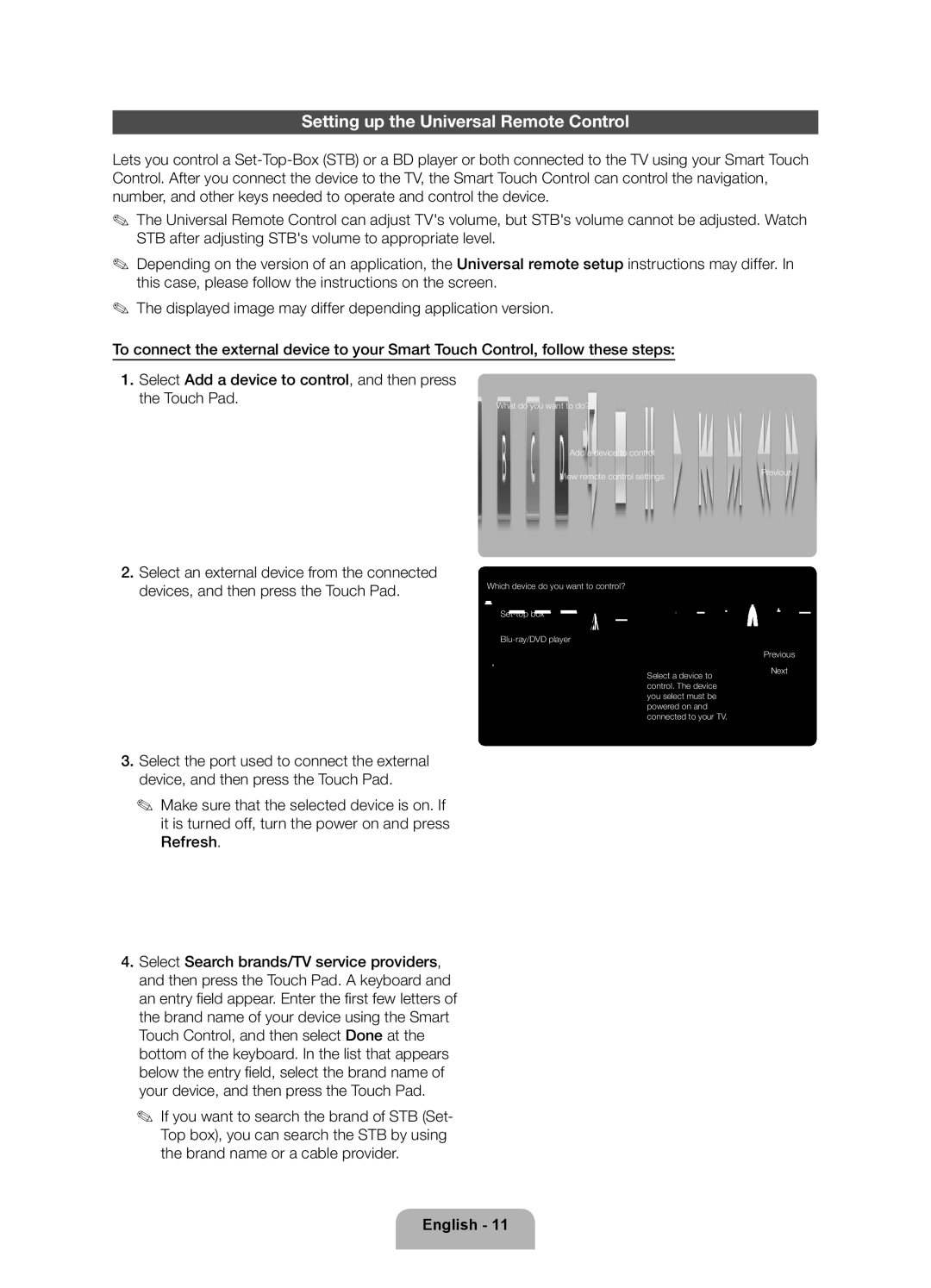 Samsung UA55ES8000RXSJ, UA46ES8000RXSK, UA65ES8000RXZN, UA55ES8000RXSK manual Setting up the Universal Remote Control, AV2 