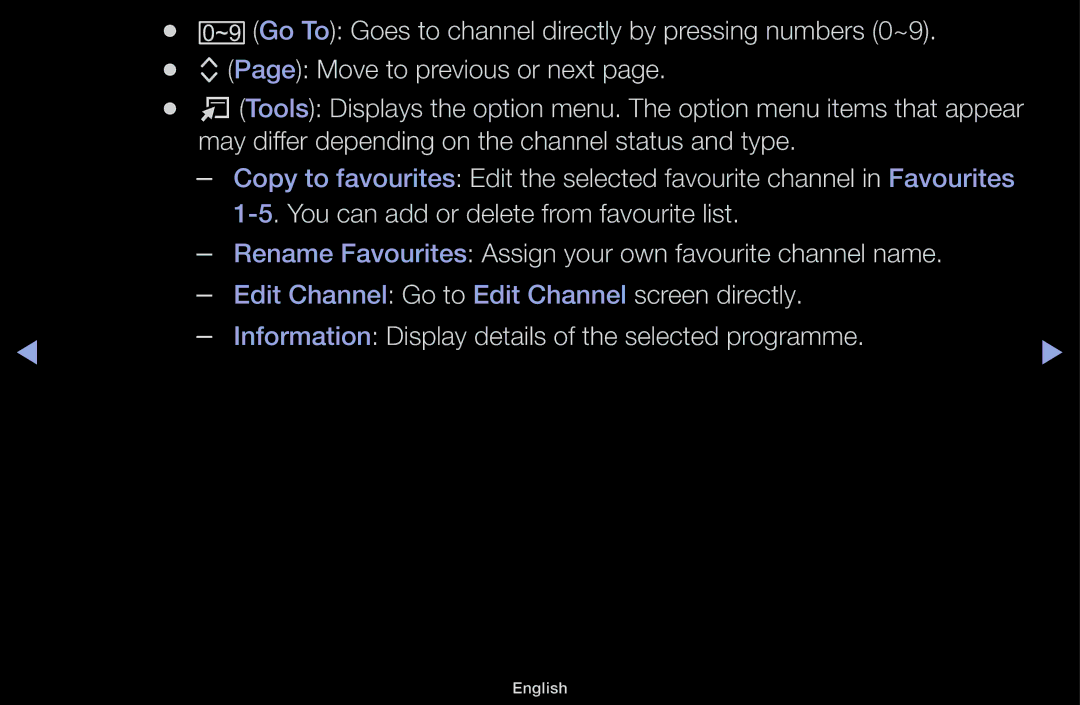 Samsung UA46F5000AMXXS manual Edit Channel Go to Edit Channel screen directly 