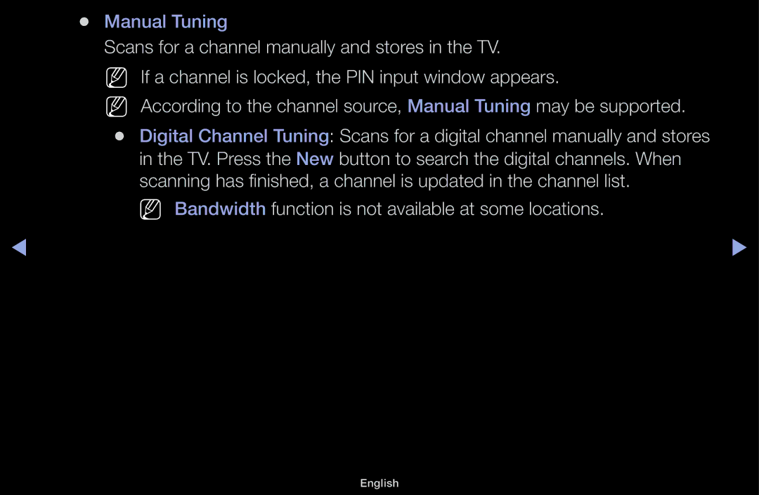 Samsung UA46F5000AMXXS manual NN Bandwidth function is not available at some locations 