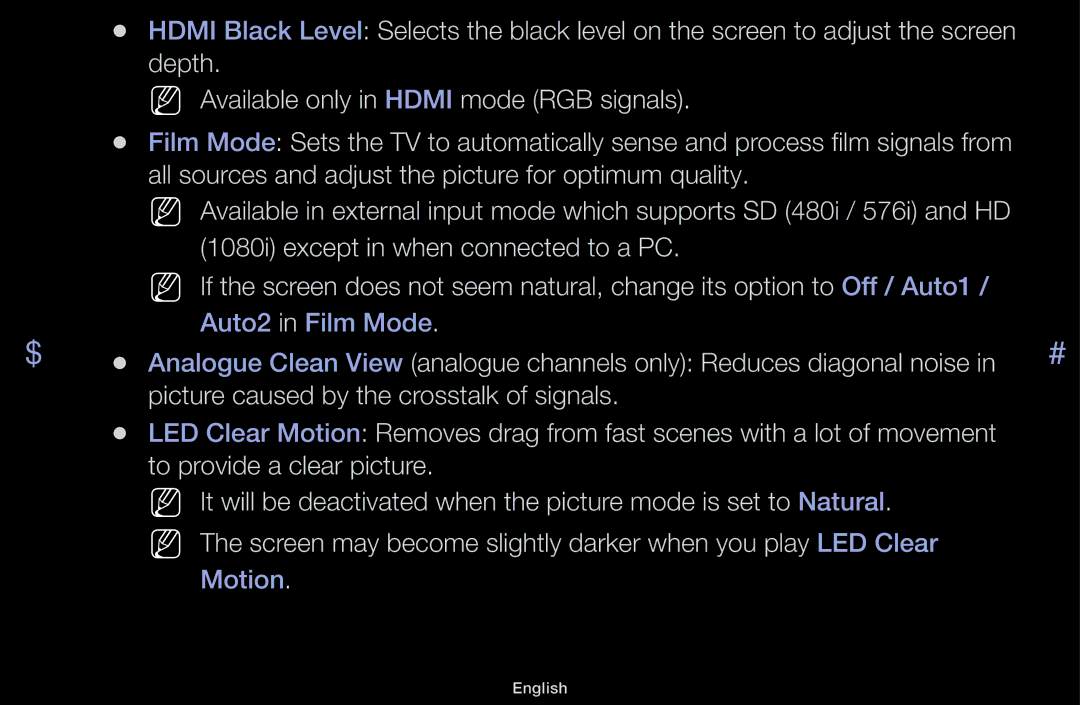 Samsung UA46F5000AMXXS manual Depth NN Available only in Hdmi mode RGB signals 