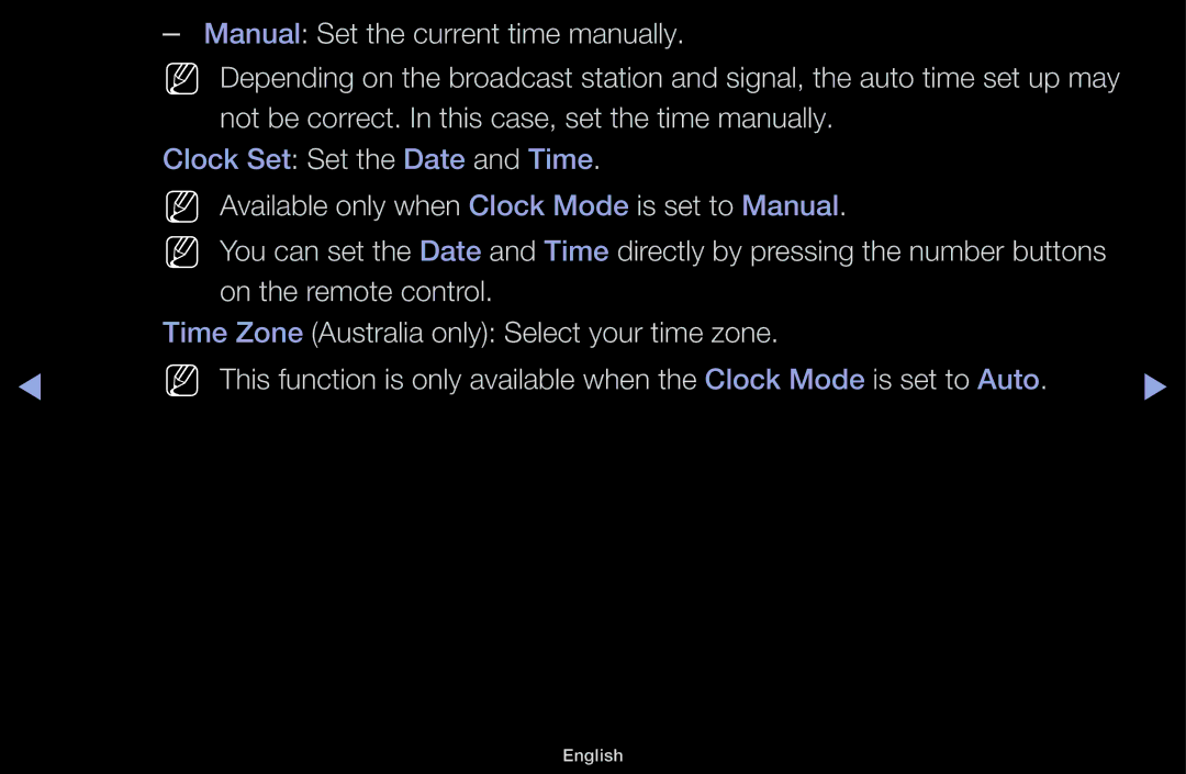 Samsung UA46F5000AMXXS Manual Set the current time manually 