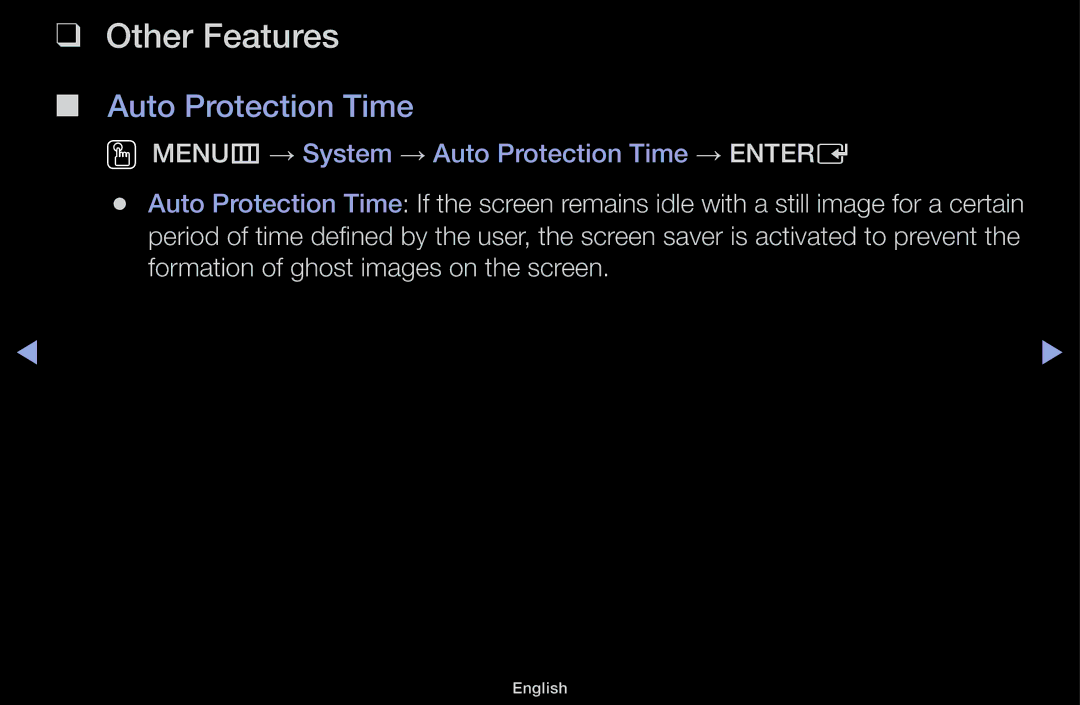 Samsung UA46F5000AMXXS manual Other Features, Auto Protection Time 