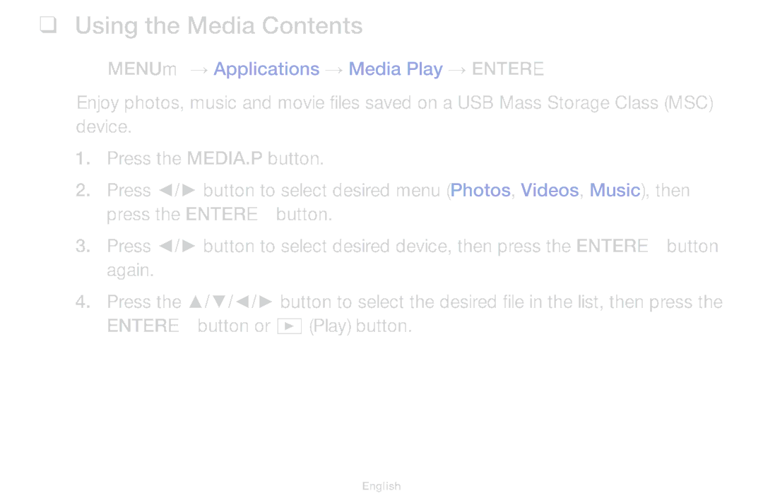 Samsung UA46F5000AMXXS manual Using the Media Contents 