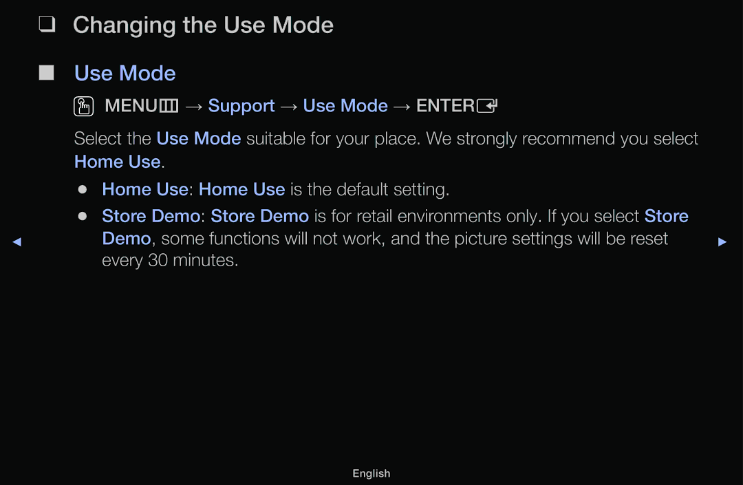 Samsung UA46F5000AMXXS manual Changing the Use Mode 